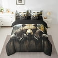 thumbnail image 2 of Erosebridal 3D Bear Print Bed in a Bag Twin size, Woodland Wildlife Bed Set, Wooden Plank Decor, Reversible 7pcs, 2 of 5