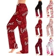 thumbnail image 5 of Women's Casual Fashion Comfort Pajama Pants, Print Drawstring Pants Full Length Long, Love Valentine's Day Pattern Lounge Pants,Hot Pink,S, 5 of 6