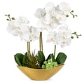 thumbnail image 1 of Flores Artificiales de Orquídeas Briful 43 cm Blancas con Maceta Dorada, 1 of 7
