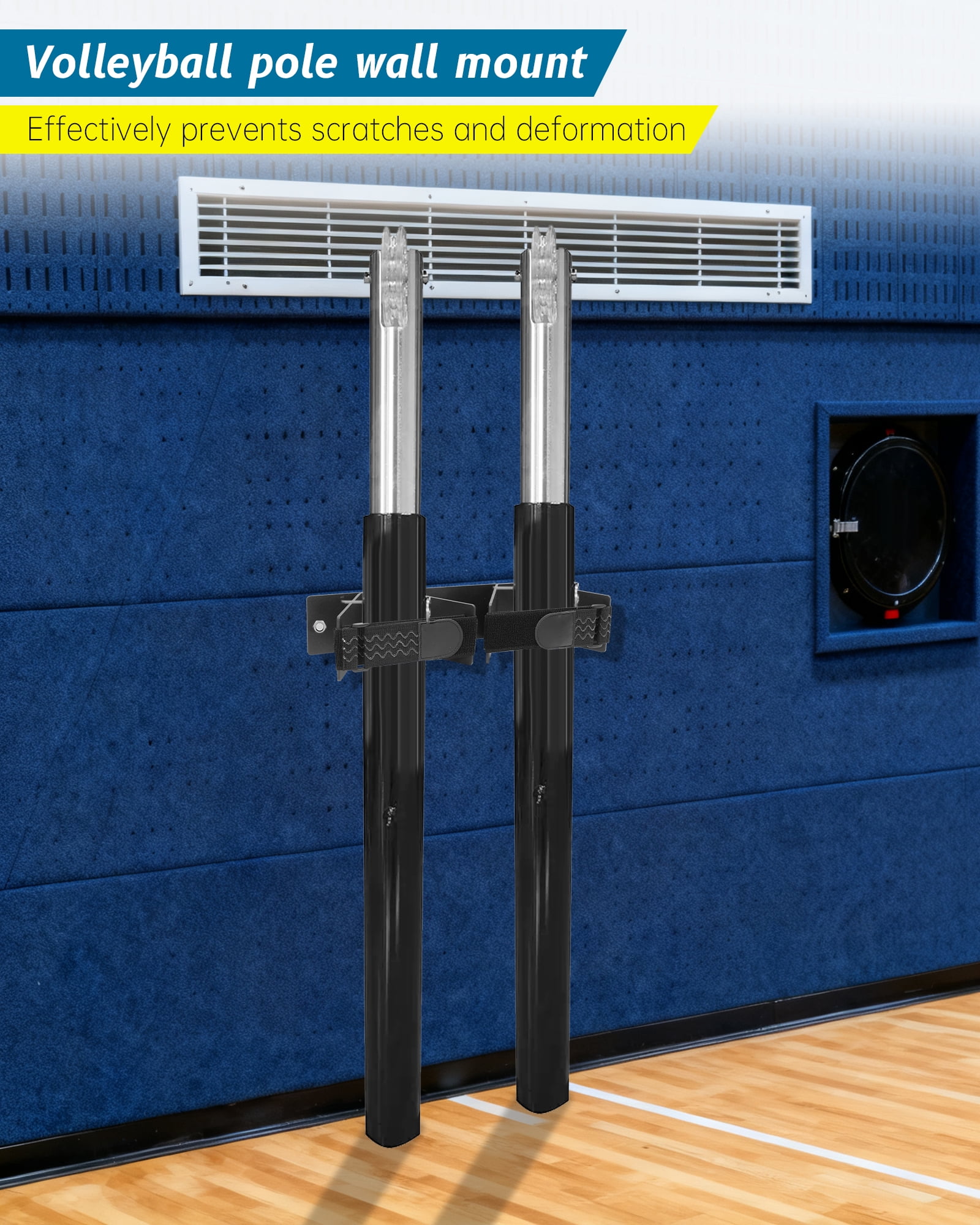 Volleyball Upright Pole Storage, Indoor Volleyball Poles Wall Rack, Efficient club storage Fit for Volleyball Badminton and Tennis