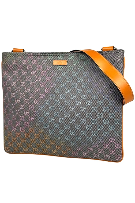 Pre-Owned Gucci GG-patterned shoulder bag with logo, crossbody, coated canvas, yellow and...