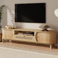 thumbnail image 4 of ​​65" Rattan TV Cabinet with Doors and Drawers - Solid Wood Frame, Holds 70" Screen​​, 4 of 9