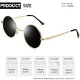 thumbnail image 4 of Joopin Retro Round Polarized Sunglasses for Men Women Trendy Circle Sun Glasses UV400 Protection Metal Shades(Black+Gold), 4 of 8