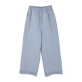thumbnail image 2 of Yubnlvae Girls' Paper Bag Waist Pants - Elastic Wide Leg Loose Trousers (School Playtime, Pocket Design) Blue M, 2 of 8