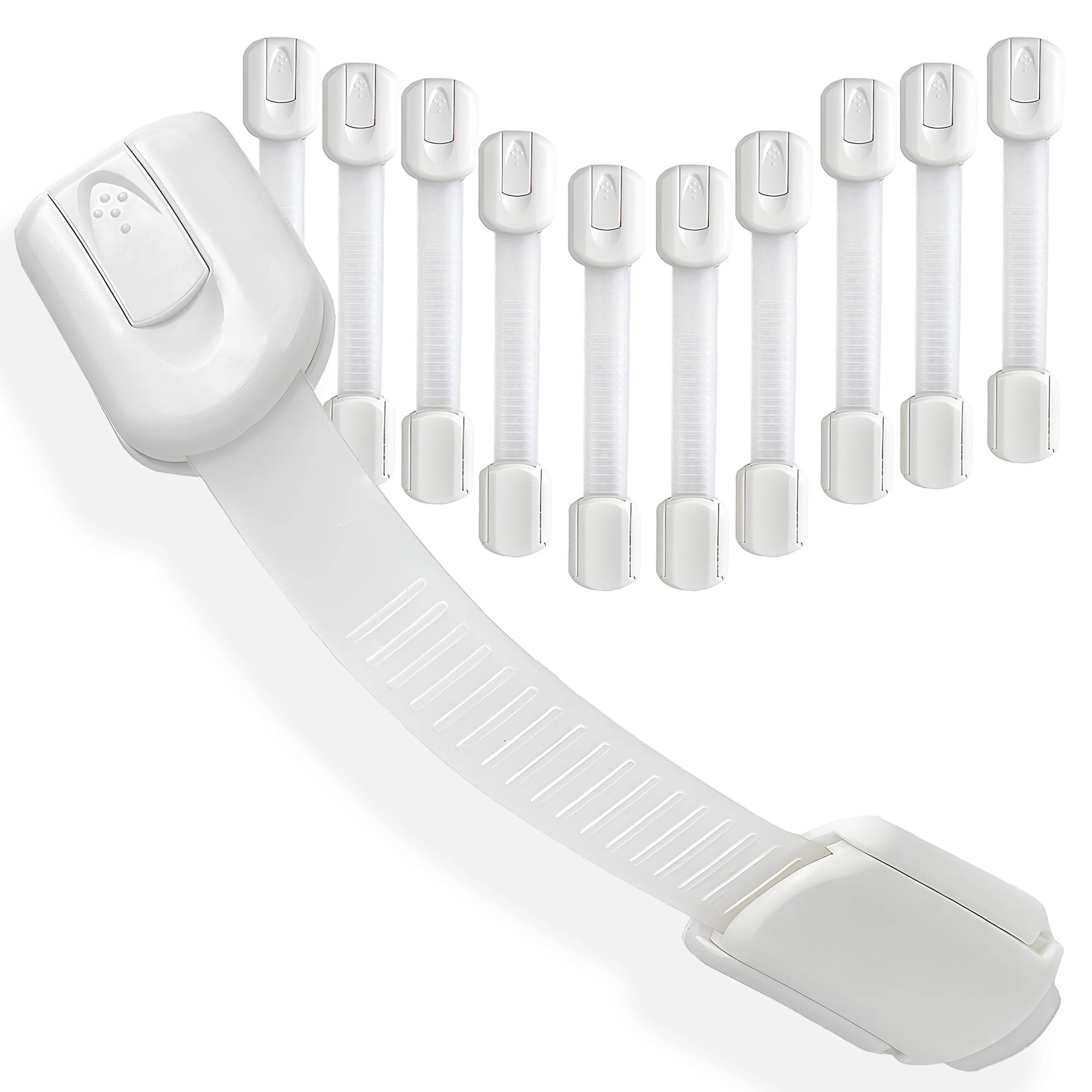 SUSWIM Baby Locks (10-Pack) Child Safety Cabinet Proofing - Safe Quick and Easy 3M Adhesive Cabinet Drawer Door Latches No Screws & Magnets Multi-Purpose for Furniture Kitchen Ovens Toilet Seats