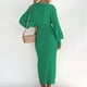 thumbnail image 5 of Vestido Vestido ajustado con cuello en V Vestido de punto para mujer con cinturón Túnica Vestido largo Traje de vacaciones Kuymtek Verde T L para Mujer, 5 of 5