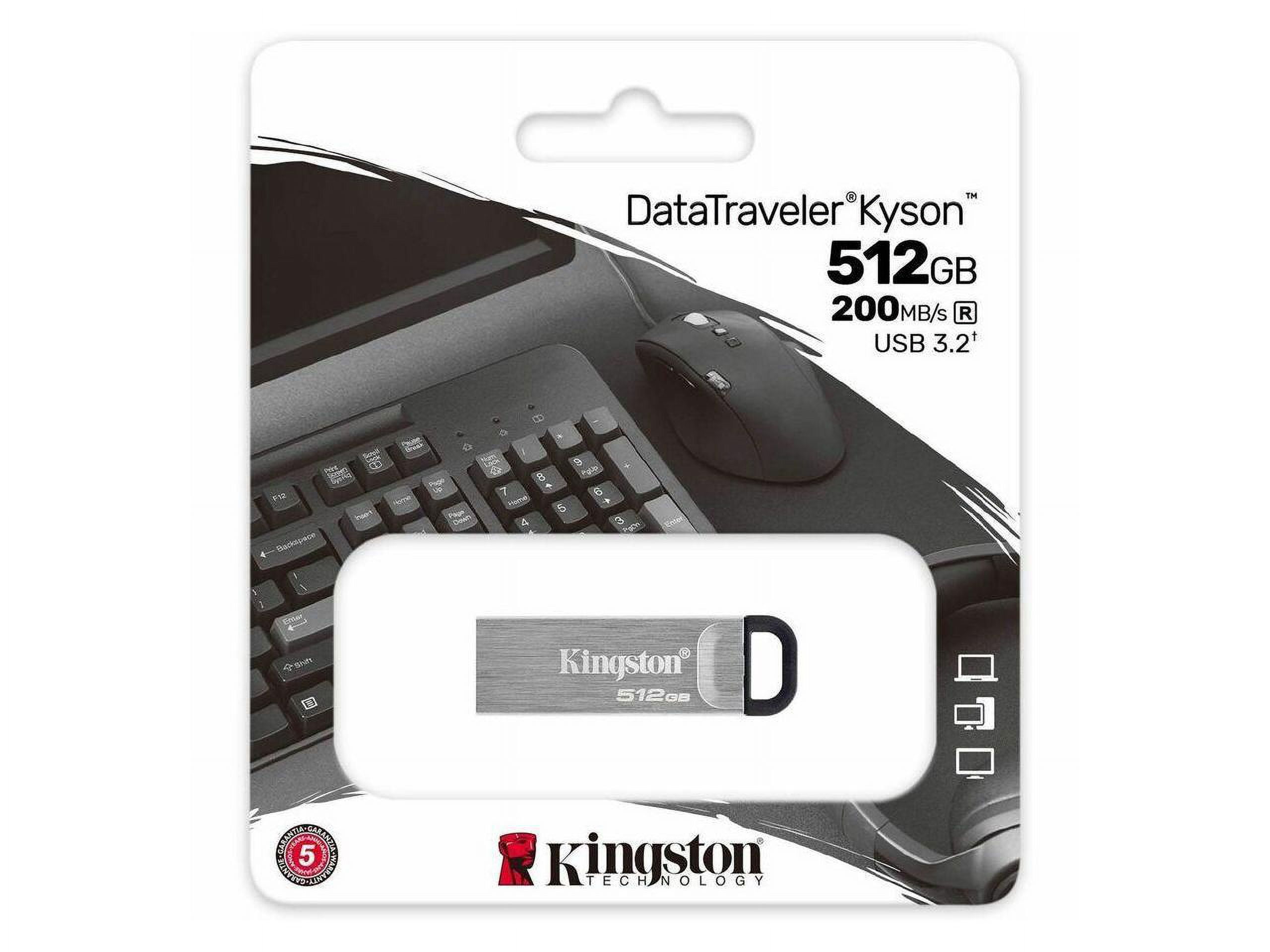Kingston DataTraveler Kyson 512GB USB 3.2 (Gen 1) Type A Flash Drive - 512 GB - USB 3.2 (Gen 1) Type A - 200 MB/s Read Speed - 60 MB/s Write Speed