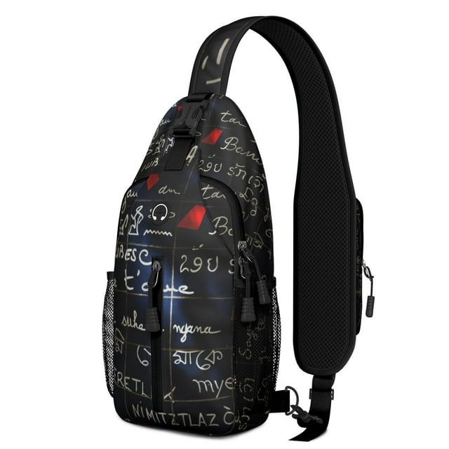 Science Formula Pattern Sling Backpack, Chemistry Physics Math Crossbody Daypack for Students and Teachers