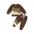 thumbnail image 1 of Honganda Baby Boy 2 Pcs Outfits Contrasting Color Long Sleeve Sweatshirt Pants for Toddler Tracksuit, 1 of 9