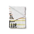 thumbnail image 2 of Positive Energy Soft Flannel Fleece Throw Blanket, Words on Pastel Tone Rainbow Colors Brushstroke Lines, Cozy Plush for Indoor and Outdoor Use, 50" x 70", Multicolor, by Ambesonne, 2 of 5
