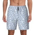 thumbnail image 2 of Goofa Gray White Floral Printed Men's Swim Trunks Board Shorts Quick Dry Mens Swimming Trunks with Compression Liner,Breathable Fit Hawaii Beach Shorts-, 2 of 9