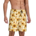 thumbnail image 2 of Sikiie Coffee Plaid Sunflower Mens Pajama Shorts, Lightweight Lounge Pant with Pockets Soft Sleep Pj Shorts for Men3X-Large, 2 of 6