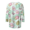 thumbnail image 5 of Brnmxoke Happy Easter Day Plus Size Womens 3/4 Sleeve Tshirts Cute Graphic Easter Egg Print Loose Fit Long Tee Shirt Round Neck Spring Summer Tops for Women 2024, 5 of 5