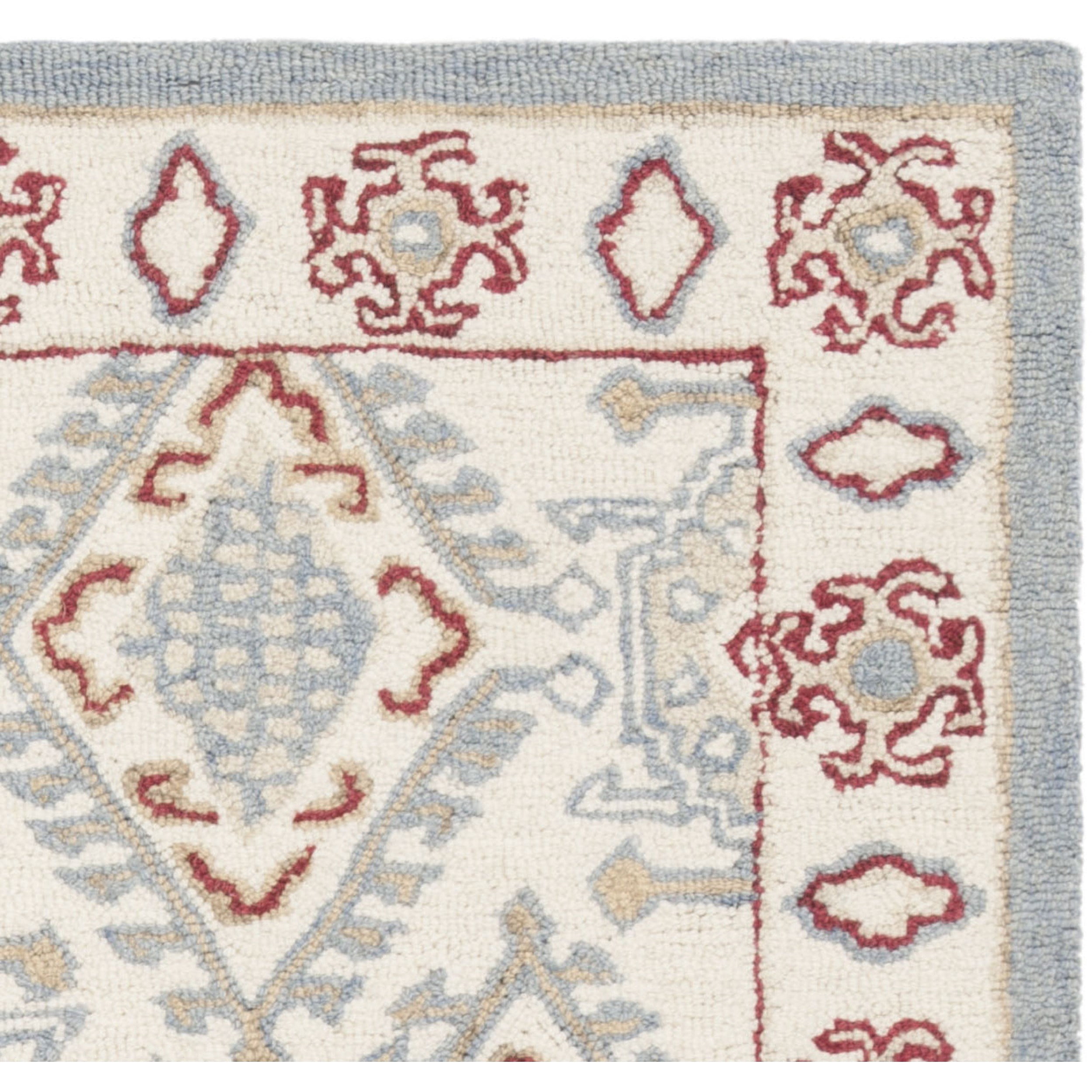 SAFAVIEH Micro-Loop Jolene Geometric Wool Area Rug, Ivory/Red, 4' x 6'