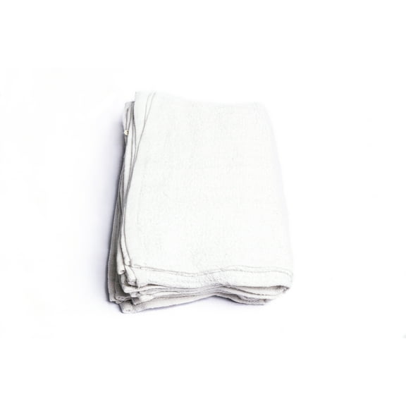 All Purpose White Terry Towels - Cleaning Rags – Bar Mop Kitchen & Restaurant Towels – Durable Quality Cotton – 16" x 19"– Machine Washable – Suitable for All Purposes, Pack of 24