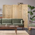 thumbnail image 2 of Fionafurn Panel Carved Wood Room Dividers 5.6FT Room Divider and Folding Privacy Screen Freestanding Wooden Screen Room Divider Room Separation for Bedroom Living Room Office Restaurant(Natural), 2 of 8