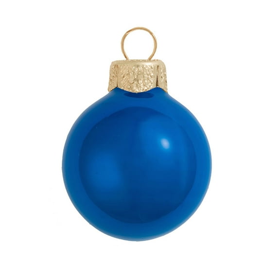 Whitehurst Small Pearl Finish Glass Christmas Ball Ornaments - 2" (50mm) - Blue Cobalt - 28ct