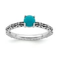 thumbnail image 1 of 925 Sterling Silver Stackable Expressions Antiqued Turquoise Ring Size: 9; for Adults and Teens; for Women and Men, 1 of 5