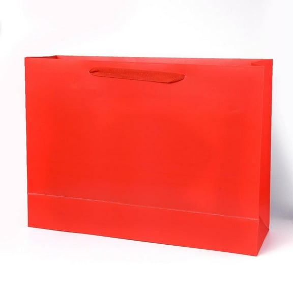 Kraft Paper Bags with Handles Gift Bags Shopping Bags Rectangle Red 35x48x14.2cm