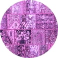 thumbnail image 1 of Ahgly Company Indoor Round Patchwork Purple Transitional Area Rugs, 4' Round, 1 of 4