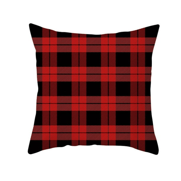 Famure Cushion coverChristmas Pillowcase Red Plaid Cushion Cover for