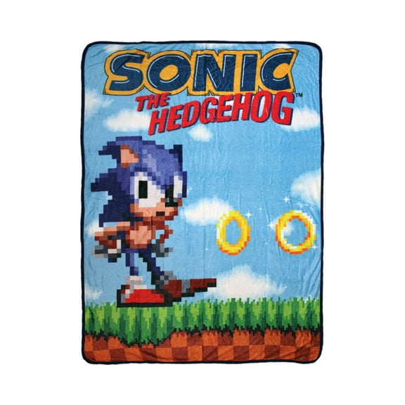 Sonic The Hedgehog Retro Game Title Screen Throw Blanket