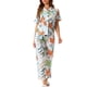 thumbnail image 2 of INSPIRAR CHIC Pijamas de Satén para Mujeres con Botones, Camiseta de Manga Corta y Pantalones Sueltos, Conjuntos de Pijamas de Seda XL Verde, 2 of 6