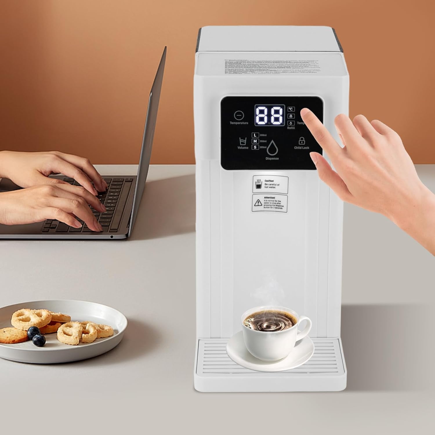 Instant Hot Water Dispenser 3L Electric Kettle with Adjustable Temp 3 Quantitative Water Output Smart Touch Screen for Fasting Boil Hot Water Kettle for Office