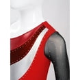 thumbnail image 4 of Alvivi Girls One Piece Full Length Gymnastics Leotards One Shoulder Long Sleeve Skating Jumpsuit Red 10, 4 of 7
