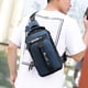 thumbnail image 5 of Mochila bandolera para hombre mujer | Bolsa de pecho ajustable para el hombro con orificio para auriculares | Poliéster ligero | Tamaño compacto para tabletas de 7,9" | Azul Caqui Gris Oscuro | 11,8, 5 of 7