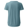 thumbnail image 7 of Gbsyewxs Womens Tops Crew Neck Short Sleeve Ruffle Solid Color Loose Summer T Shirts For Women Light Blue, 7 of 7