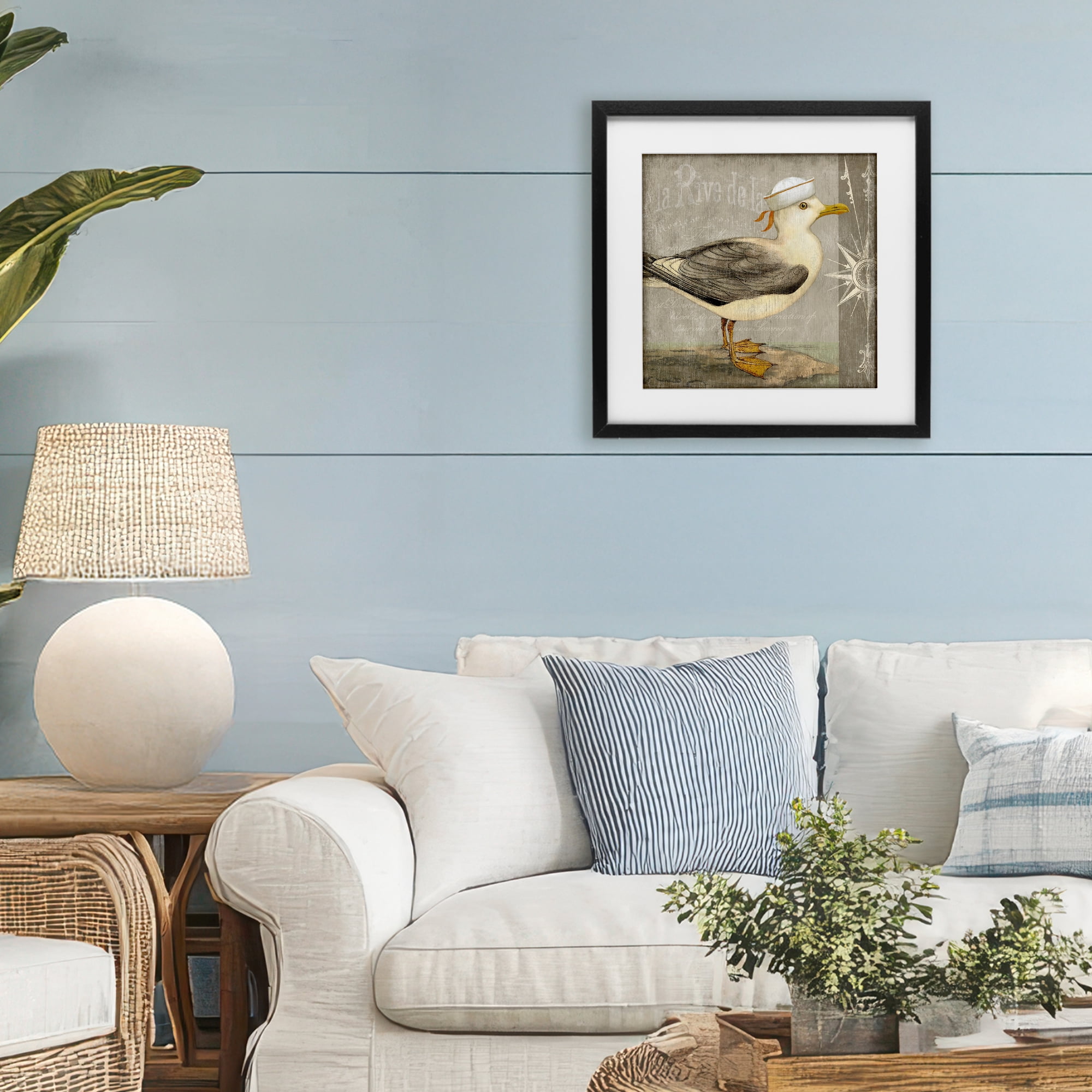 Stupell Industries Rustic Little Seagull Black Framed Print Under Glass, design by Suzanne Nicoll