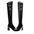 thumbnail image 5 of Mepaouo Women Over The Knee Boots Leather Lace Heel Fashion Winter Dress Long Boots(Black,6.5), 5 of 9