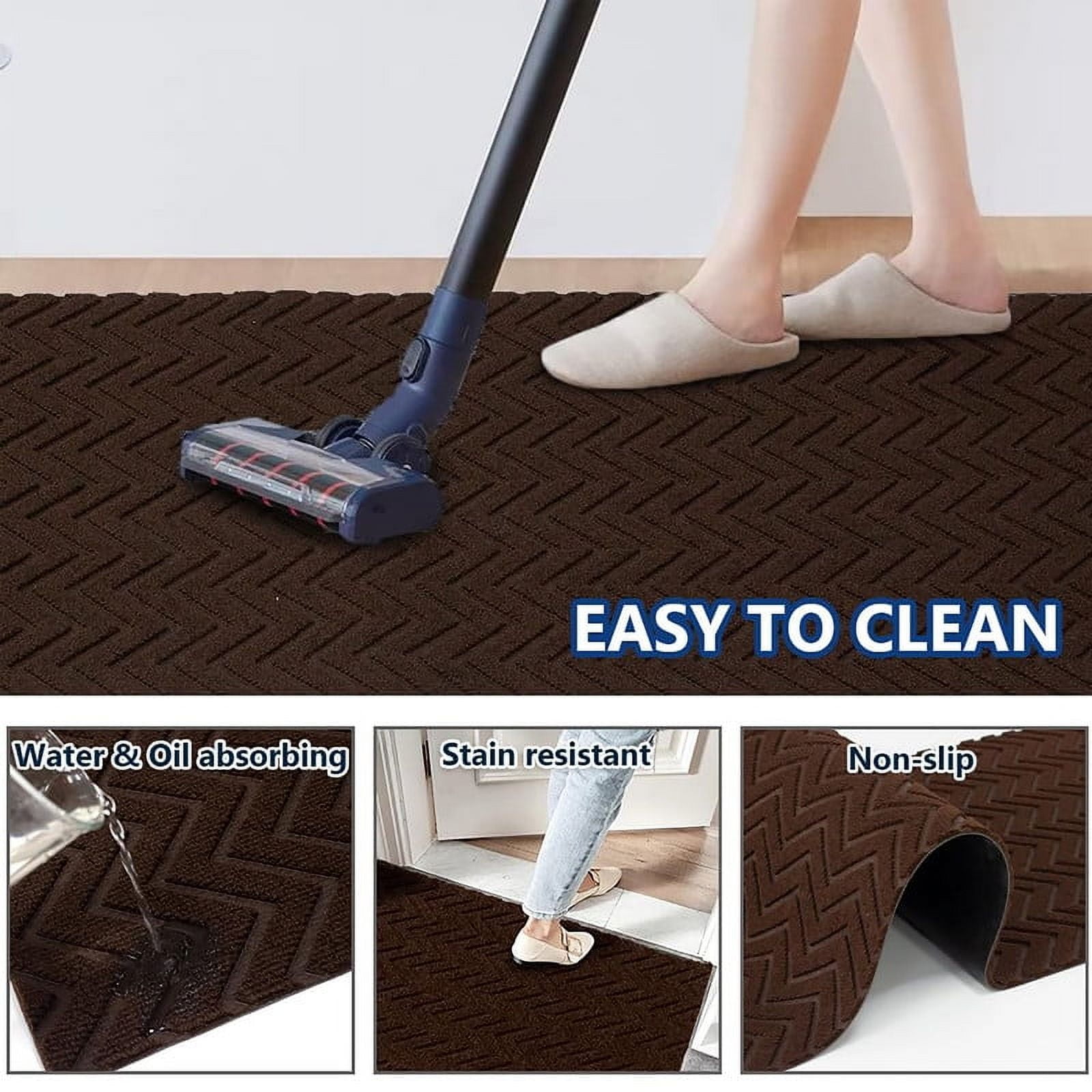 Goasis Lawn 4' x 18' Brown Runner Rug Indoor Non Slip Carpet for Entryway Kitchen Laundry Garage