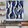 thumbnail image 4 of Blue Black Stripes Semi Sheer Curtains Drapes for Living Room,Bedroom,French Doors Window 96 Inches Long,Modern Abstract Ombre Grey White Lines Rod Pocket Chiffon Curtain Voile Drapery Panel, 4 of 8