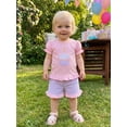 thumbnail image 5 of Kids Girls Birthday Outfit, Short Sleeve Crew Neck Embroidery Cupcake T-shirt with Striped Shorts Summer Outfit, 5 of 9