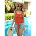 thumbnail image 3 of Womens Summer Crochet Tank Tops Knit Sleeveless Scoop Neck Sweater Vest Boho Hollow Out Cover Ups Orange Red S, 3 of 8