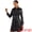 Black, variant on Women's Lapel Zip Front Faux Leather Long Jacket M Coffee