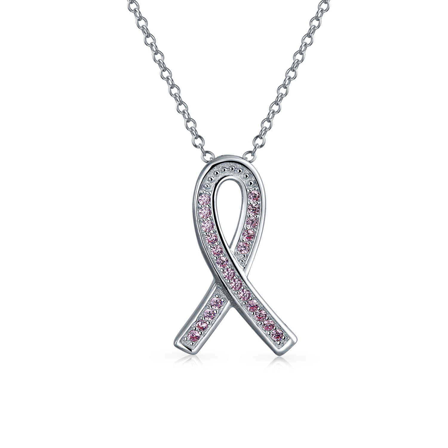 Breast Cancer FIGHT for the CURE .925 Silver & Crystal Charm Bracelet 