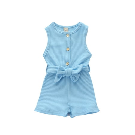

Toddler Newborn Baby Girls Halter Romper Cotton Strap Bow Sleeveless Elastic Waist One Piece Jumpsuit