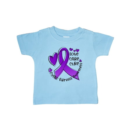 

Inktastic Love Care Cure Cystic Fibrosis Awareness Purple Ribbon Gift Baby Boy or Baby Girl T-Shirt