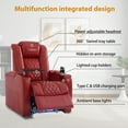 thumbnail image 4 of comfiroom Leather Home Theater Seating Seats, Classic Series Dual Power Electric Headrest Game Seats Movie Theater Chairs Theater Recliner Sofa with Type-C USB Charger(RED, Row of 3), 4 of 10