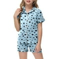 thumbnail image 4 of Sopiago Girls Pajamas Set Soft Short Sleeve Pjs Set Button-Down Sleepwear Nightwear Loungewear Light Blue,8-9 Years, 4 of 5