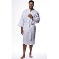 thumbnail image 2 of Mens Long Waffle Kimono Lightweight Cotton Robe, Hotel Spa Bathrobe for Men  - Adult - Unisex - White - XXL, 2 of 3