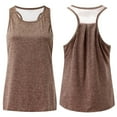 thumbnail image 3 of Brown Womens Tops Women Workout Tops Mesh Racerback Yoga Tank Shirts Gym Running Tops Shirts for Women, 3 of 6