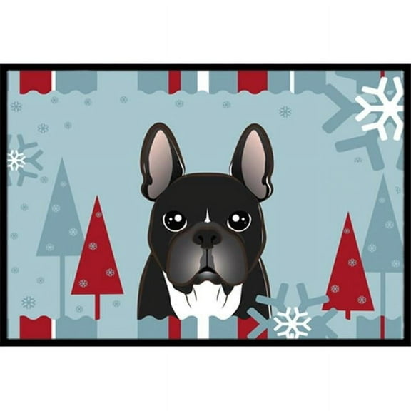 Winter Holiday French Bulldog Door Mat