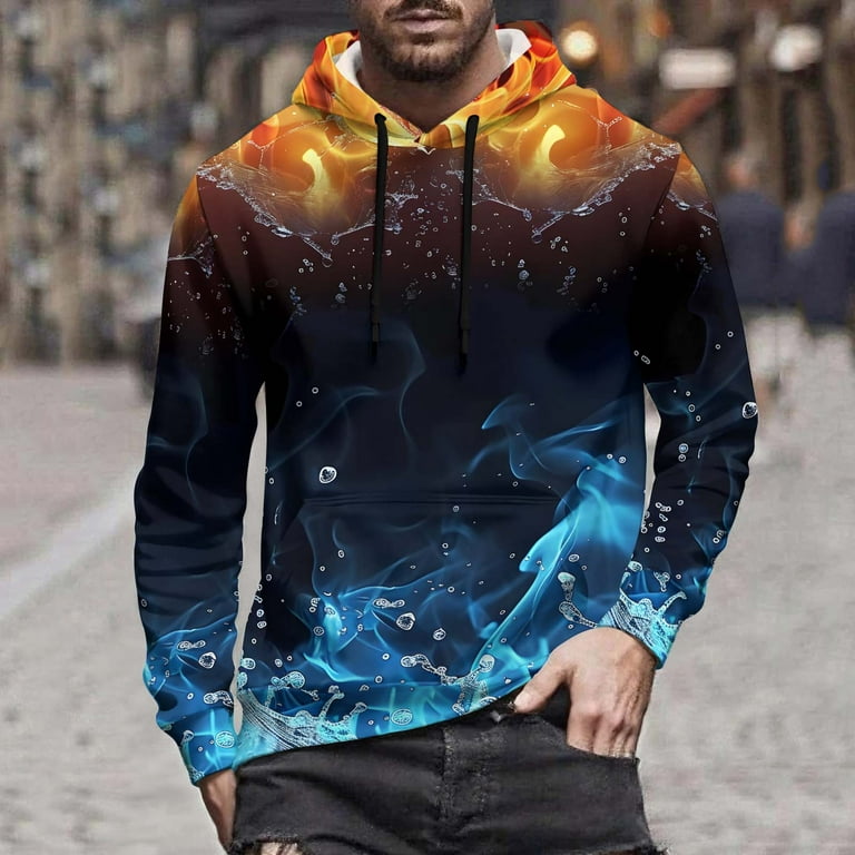 Men's Lightweight Hoodie - Novelty Graphic Pullover Sweatshirt, Soft Polyester, Drawstring Hood
