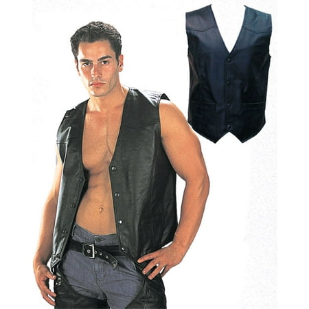 Classic Cowhide Vest - Mens 201 Classic Style Black Leather Vest
