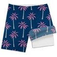thumbnail image 4 of Summer Little Boys Swim Trunks Cartoon Print Swimming Beach Bathing Suit With Compression Liner High Waisted Loose Fit Casual Swimsuit Dark Blue Board Shorts Youth 7T, 4 of 4