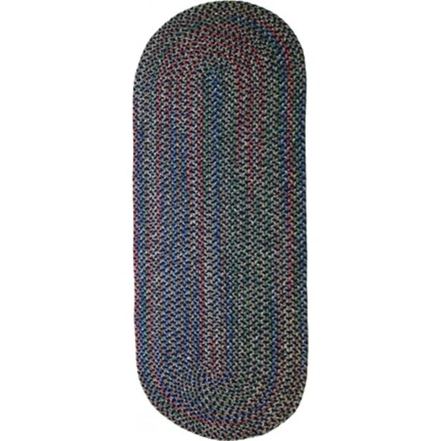 Rhody Rug Katie Braided Indoor/Outdoor Oval Rug, 2' x 8', Navy, Reversible